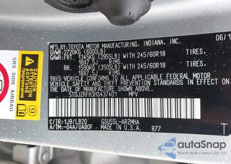 2017 Toyota Highlander Xle from USA, damaged, VIN 5TDJZRFH3HS437401